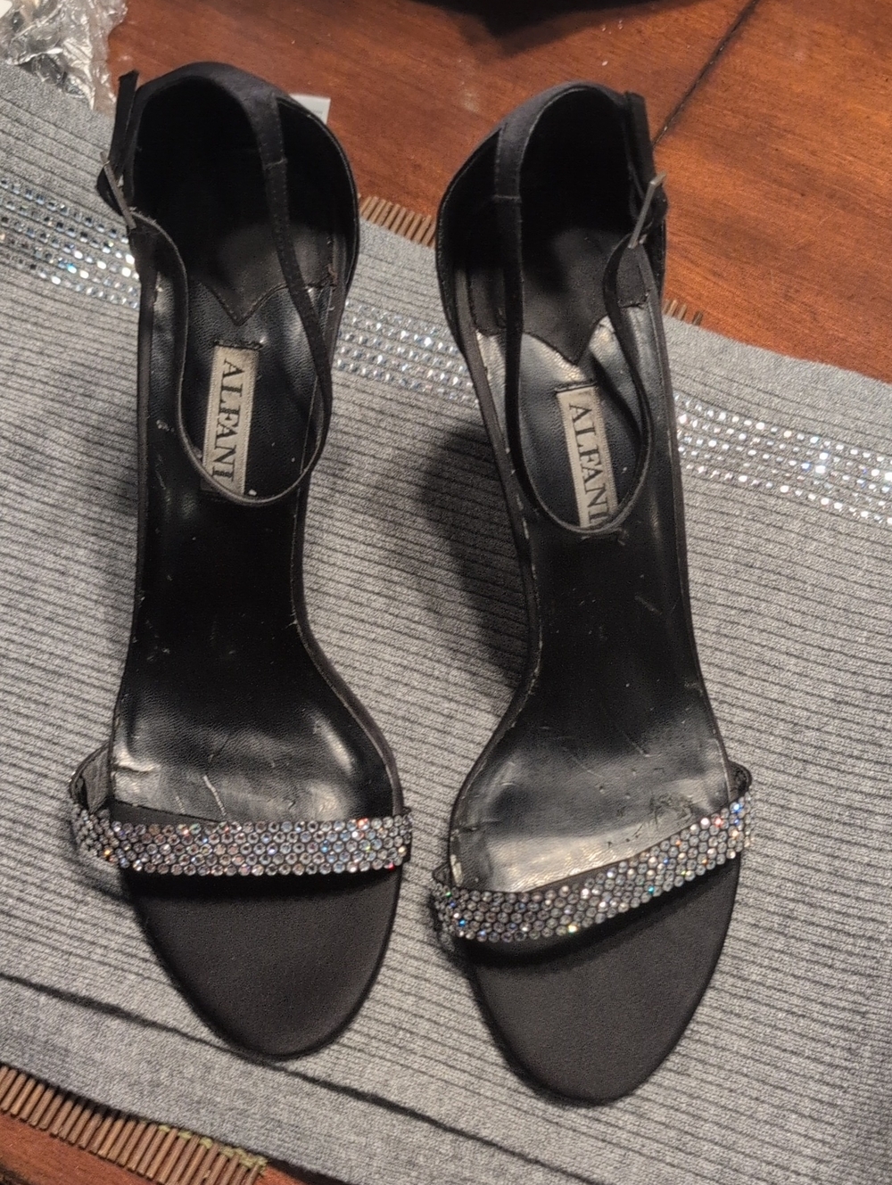 Alfani Black Rhinestone Strap Open-Toe Heeled Sandals